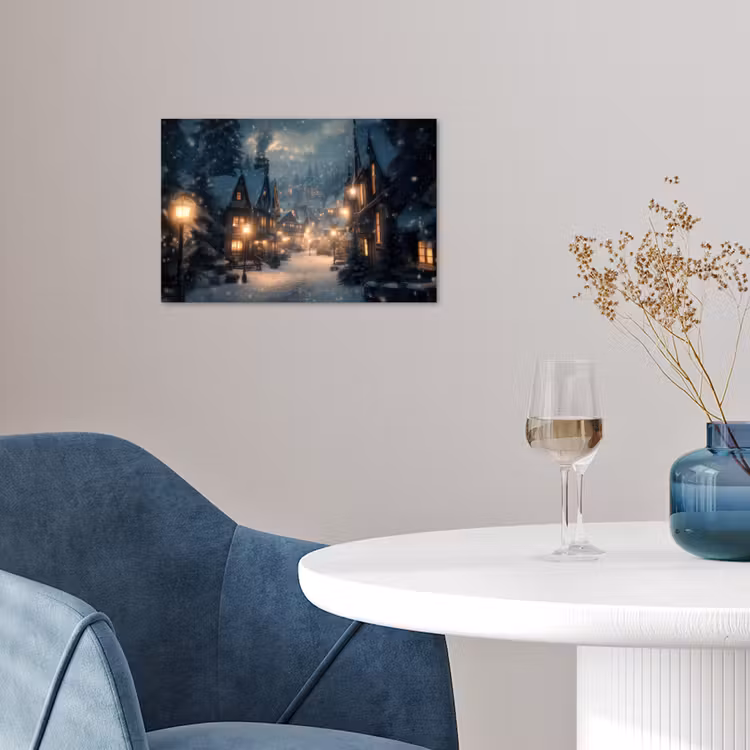 Poster - Winterdorp - Sneeuw - Donker — 4