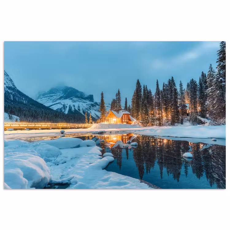 Poster - Winterlandschap - Natuur - Huis - Bergen - Sneeuw — 1