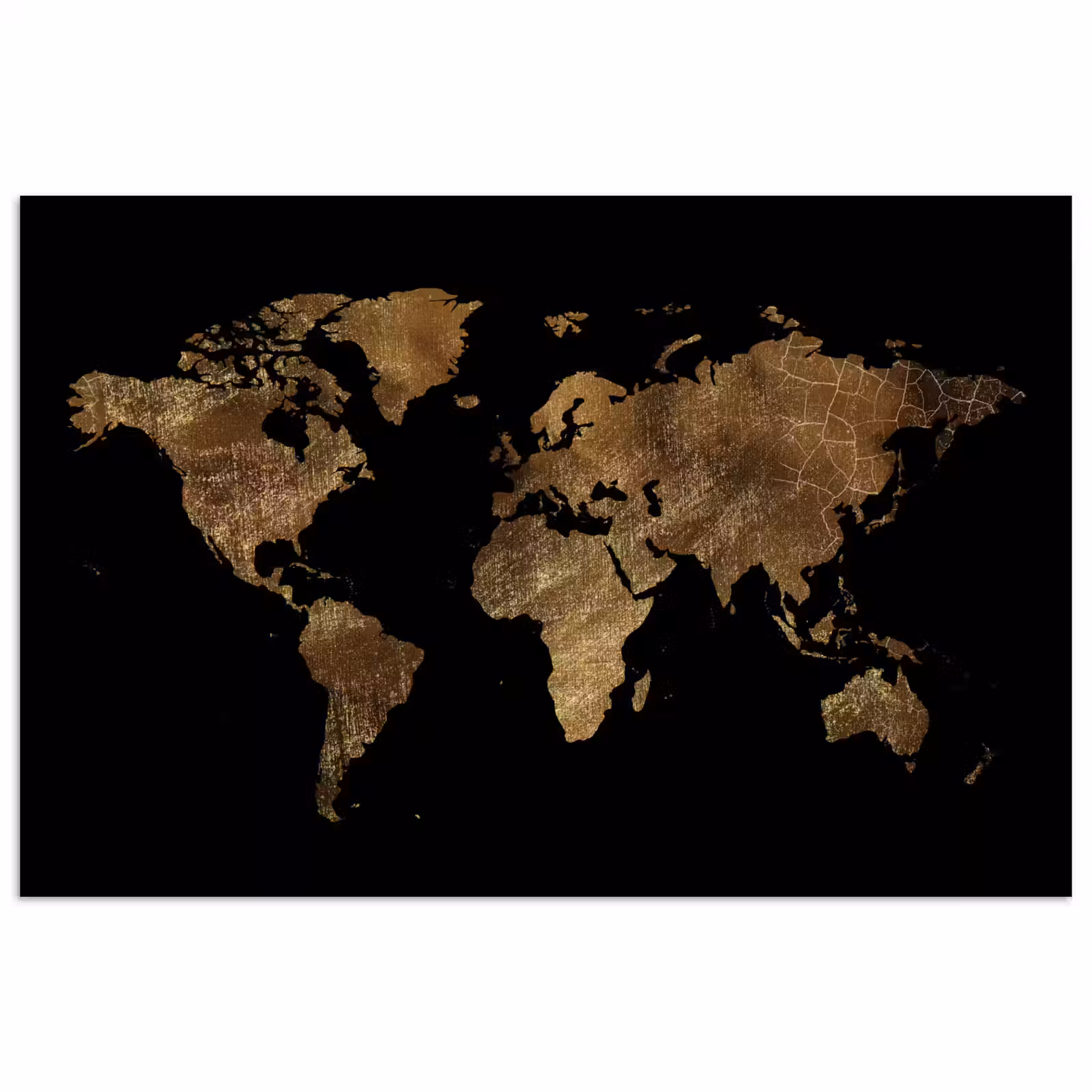 Poster - Wereldkaart - Goud - Luxe - Aarde - Zwart — 1