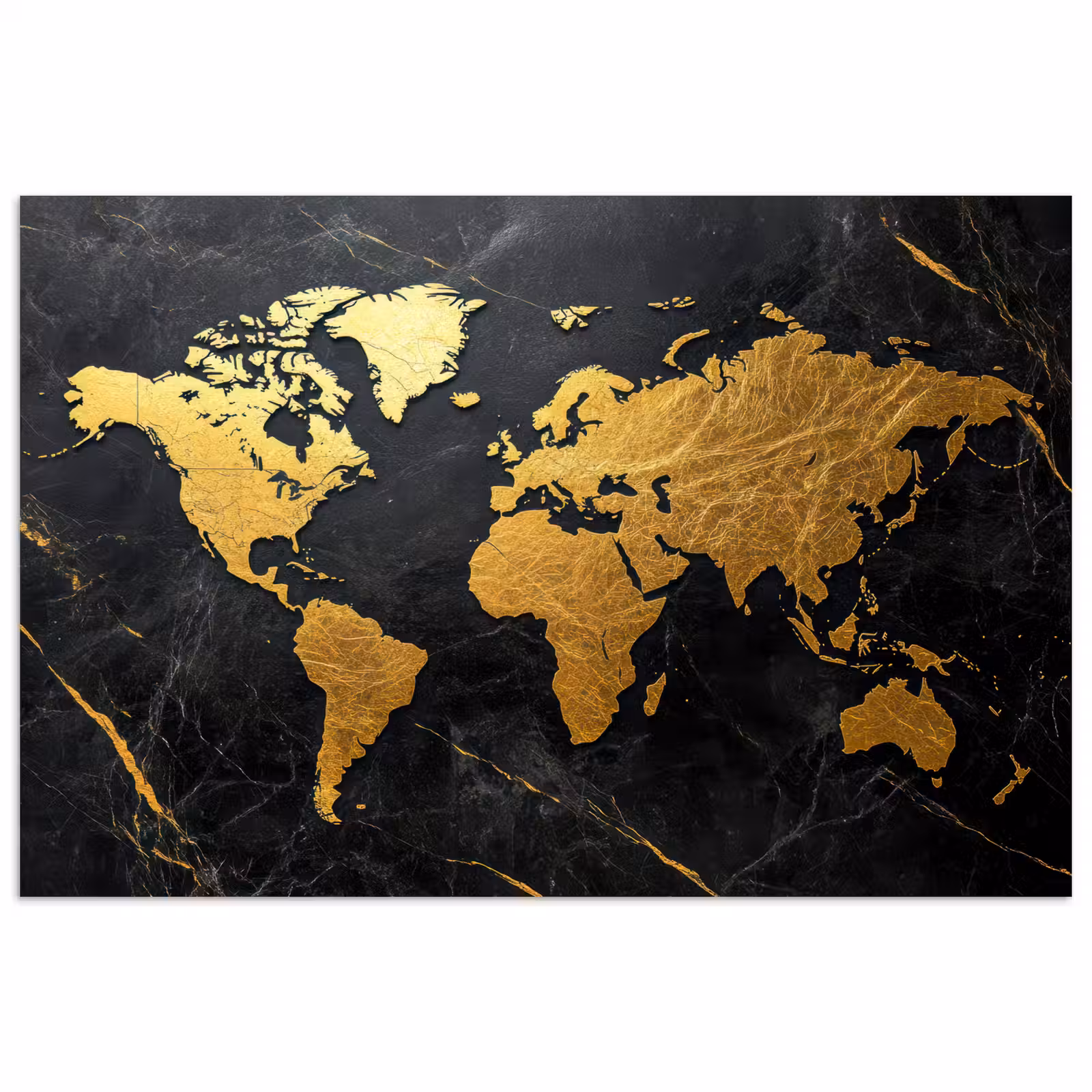 Poster - Wereldkaart - Goud - Marmer — 1