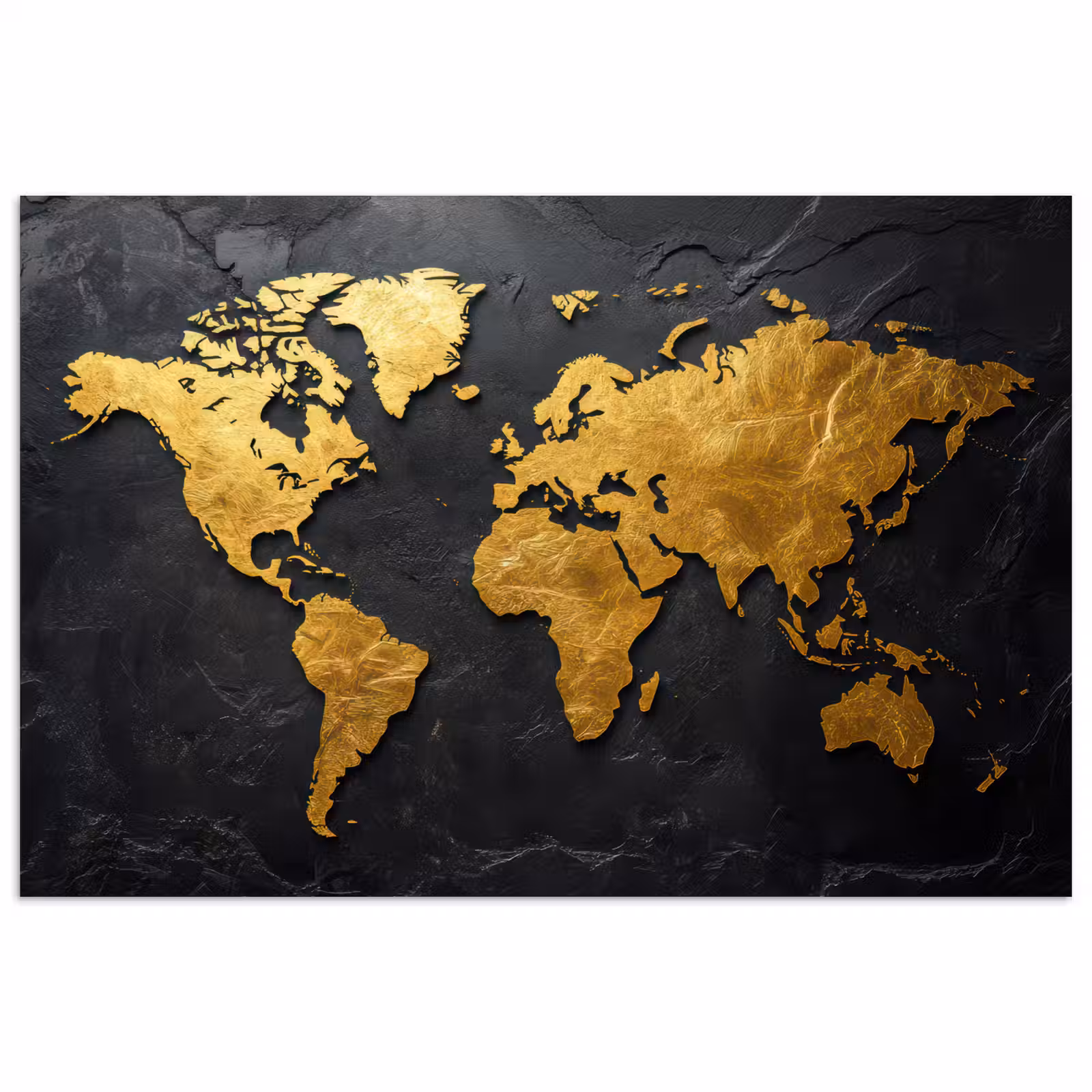 Poster - Wereldkaart - Goud - Steen — 1