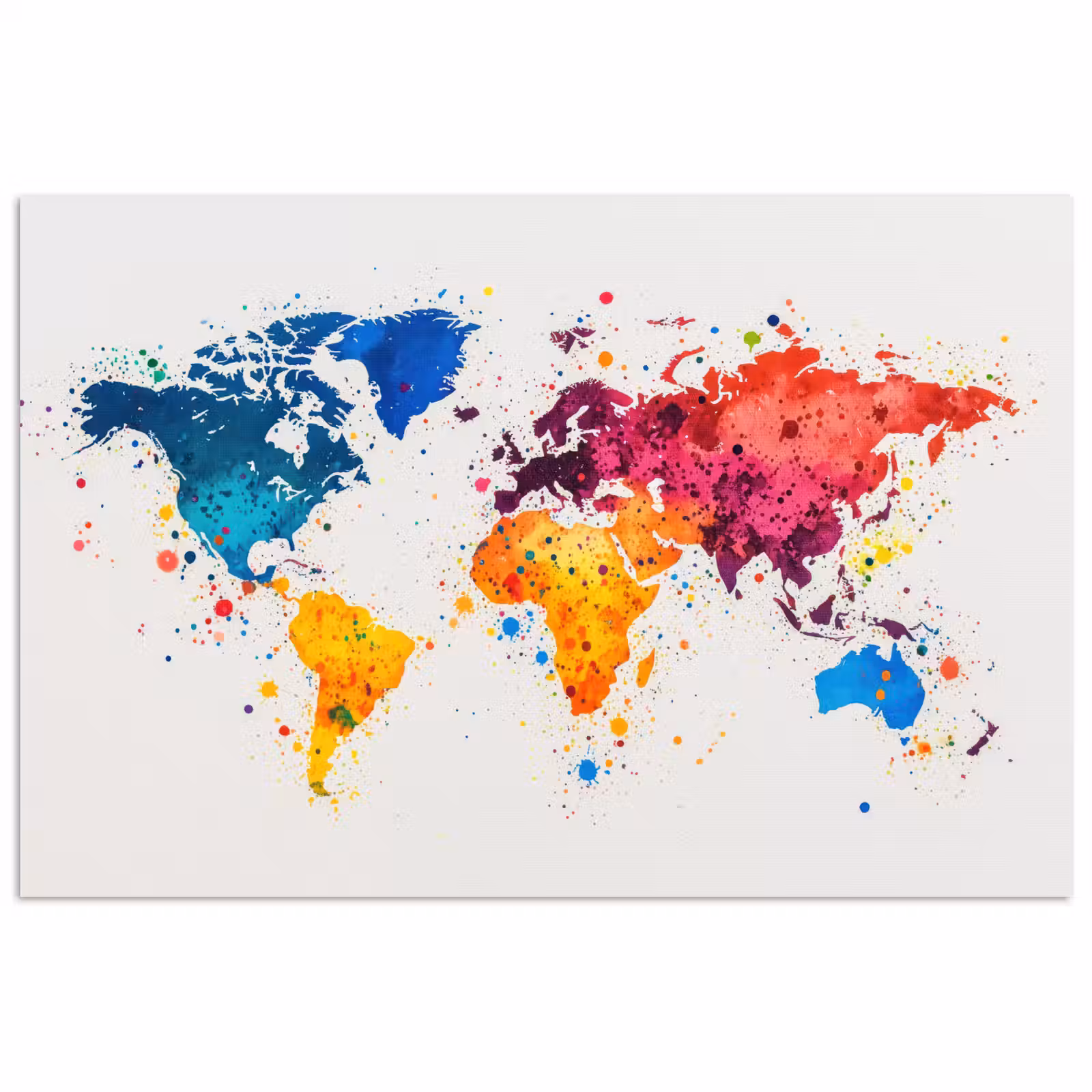 Poster - Wereldkaart - Graffiti - Kleurrijk — 1