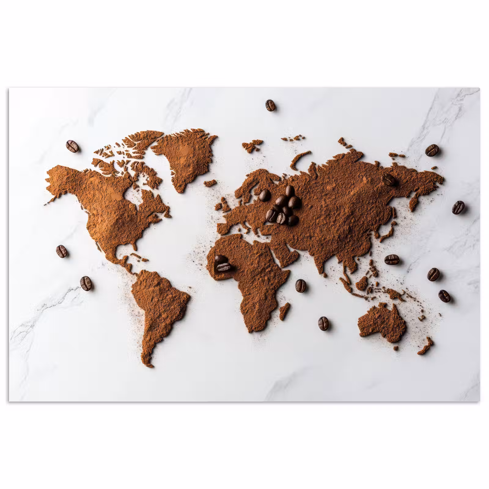 Poster - Wereldkaart - Koffie - Marmer — 1