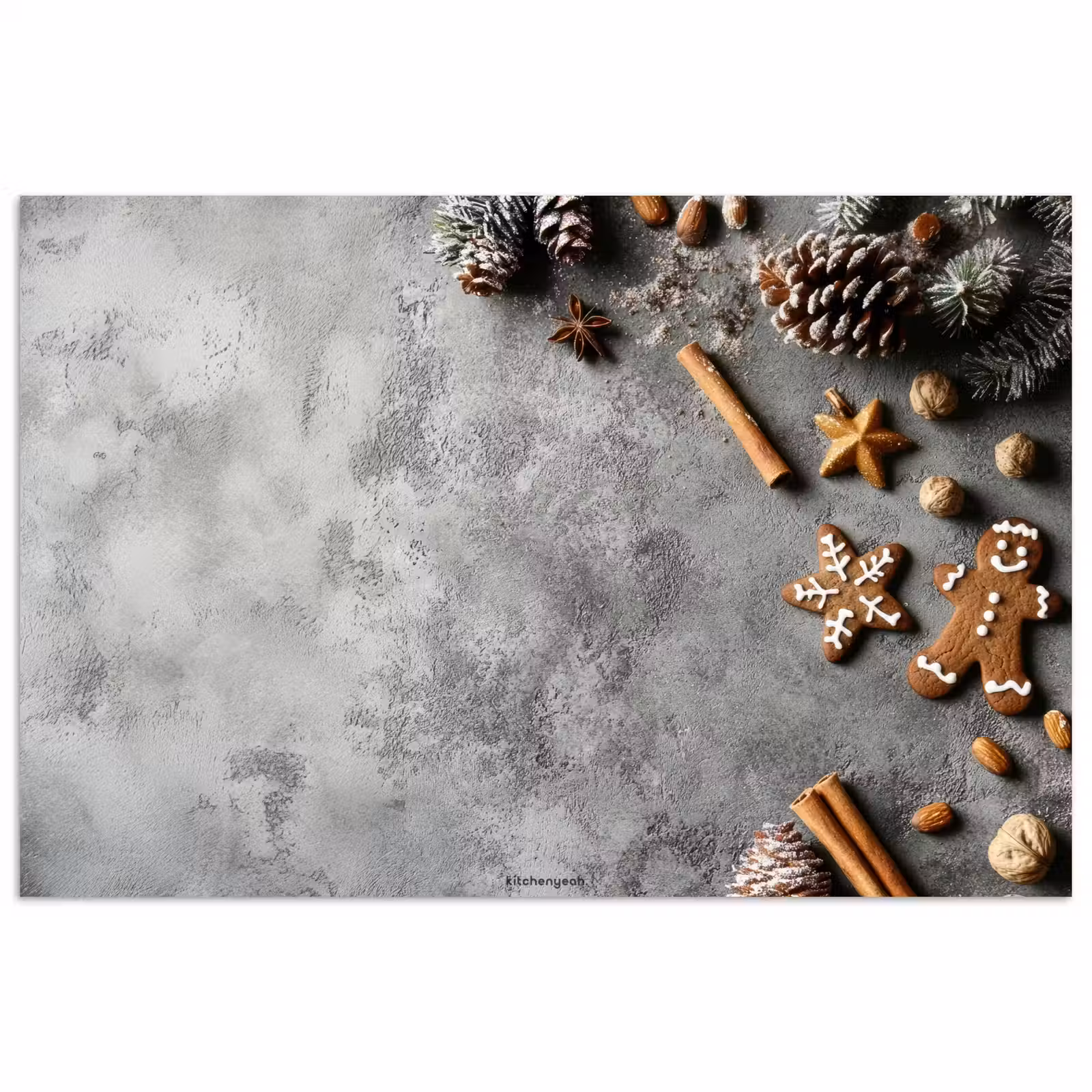 Poster - Winter - Kerst - Beton - Dennenappels — 1