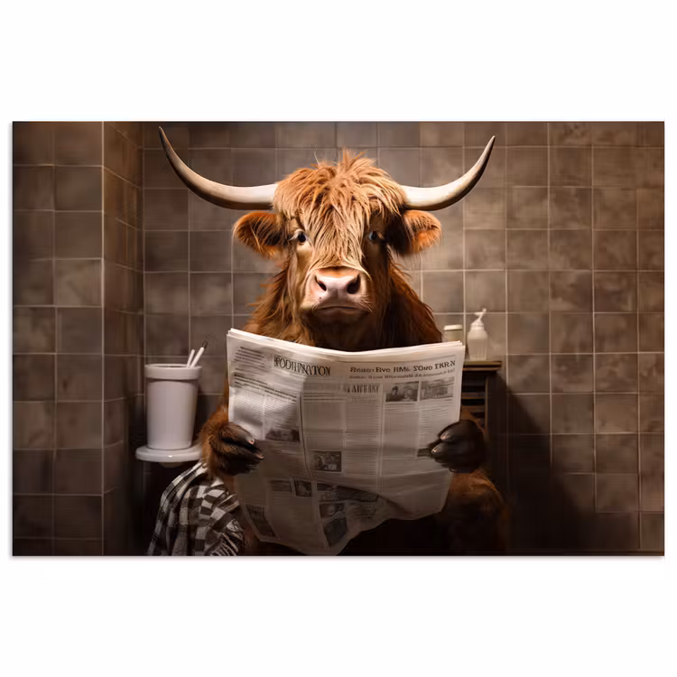 Poster - Schotse hooglander - Krant - Toilet — 1