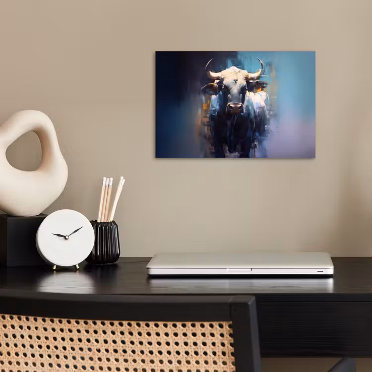 Poster - Stier - Zwart - Abstract - Horens — 2