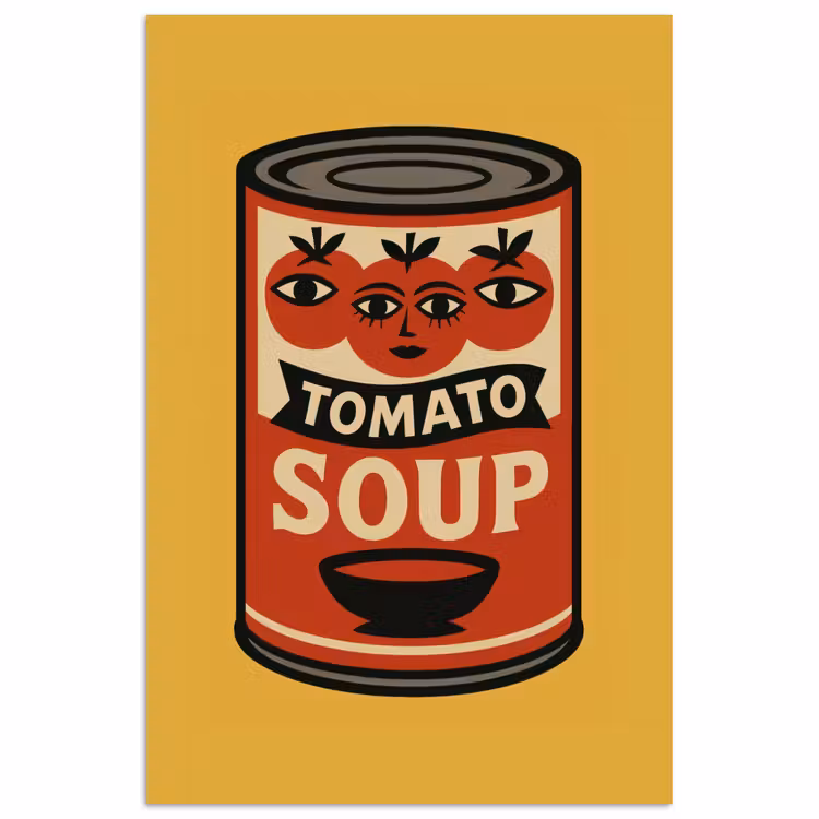 Poster - Tomatensoep - Gezichtje - Illustratie - Rood — 1