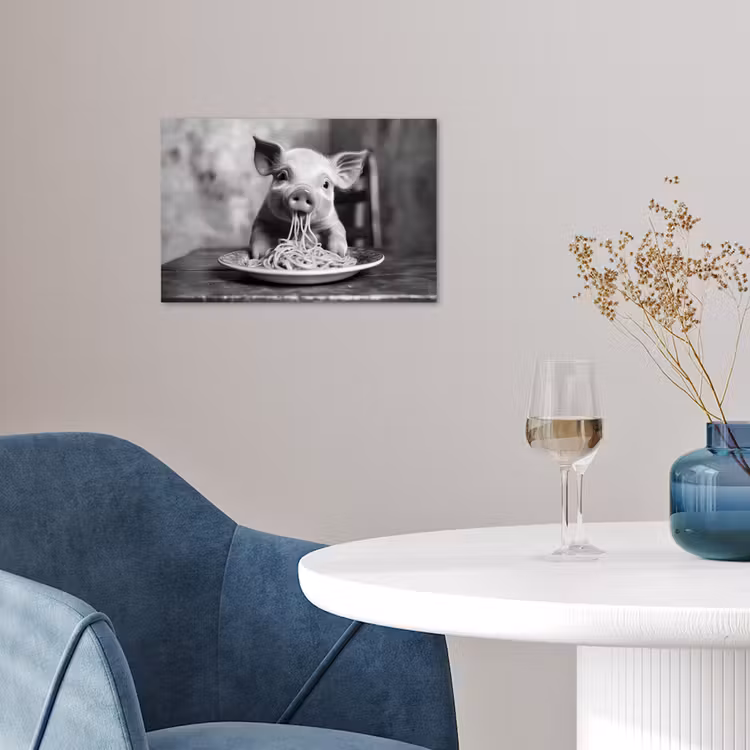 Poster - Varken - Schattig - Spaghetti - Zwart wit - Dier — 4