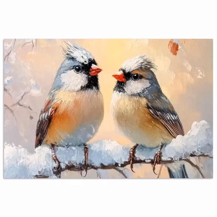 Poster - Vogels - Tak - Winter - Sneeuw — 1