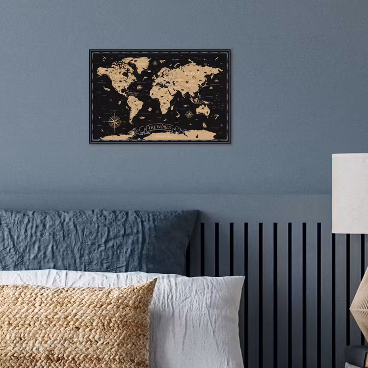 Poster - Wereldkaart - Beige - Zwart — 3