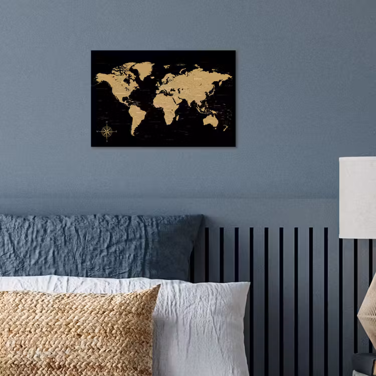 Poster - Wereldkaart - Beige - Zwart — 3