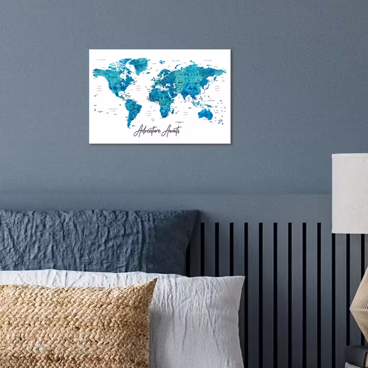 Poster - Wereldkaart - Blauw - Kleurrijk — 3