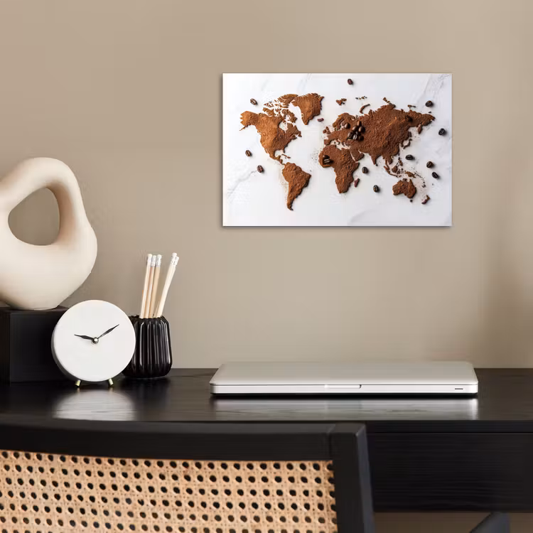 Poster - Wereldkaart - Koffie - Marmer — 2