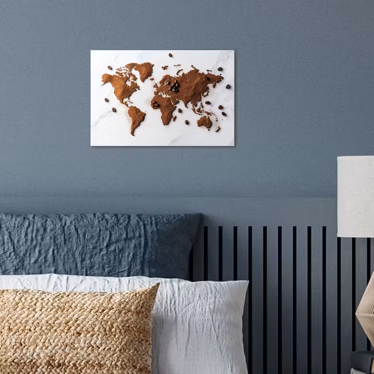 Poster - Wereldkaart - Koffie - Marmer — 3