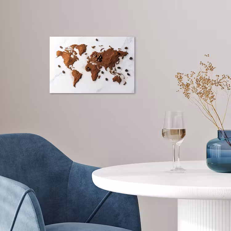 Poster - Wereldkaart - Koffie - Marmer — 4
