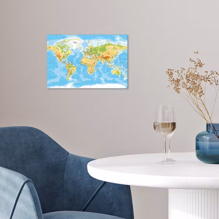 Poster - Wereldkaart - Staatkundig - Blauw - Aarde - Educatief — 4