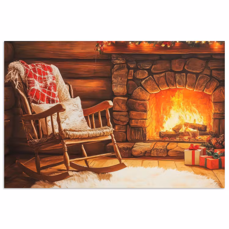Poster - Winter - Kerst - Huis - Openhaard — 1