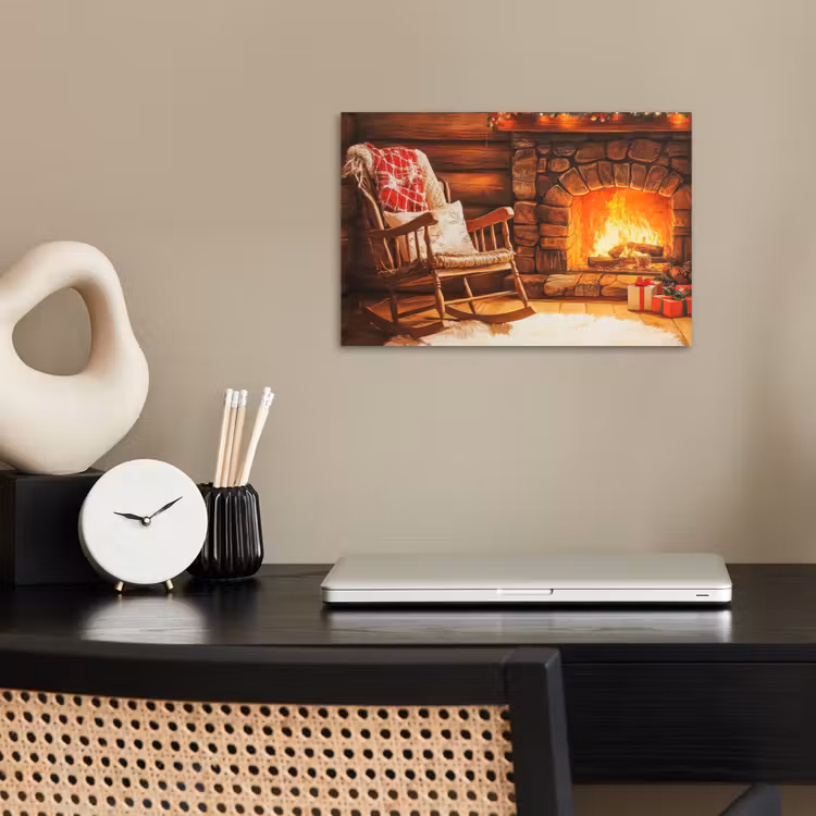 Poster - Winter - Kerst - Huis - Openhaard — 2