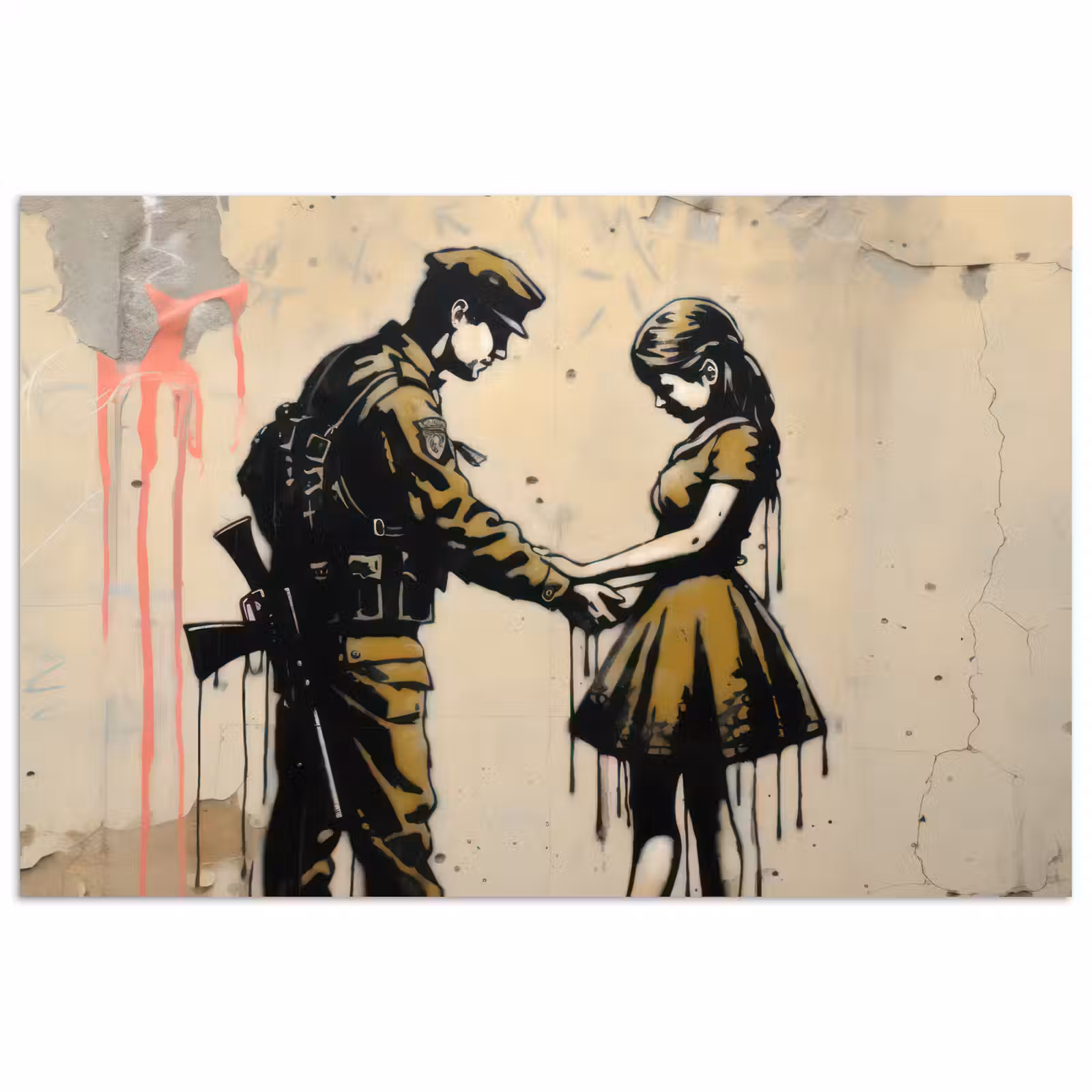 Poster - Soldaat - Meisje - Bruin - Graffiti — 1