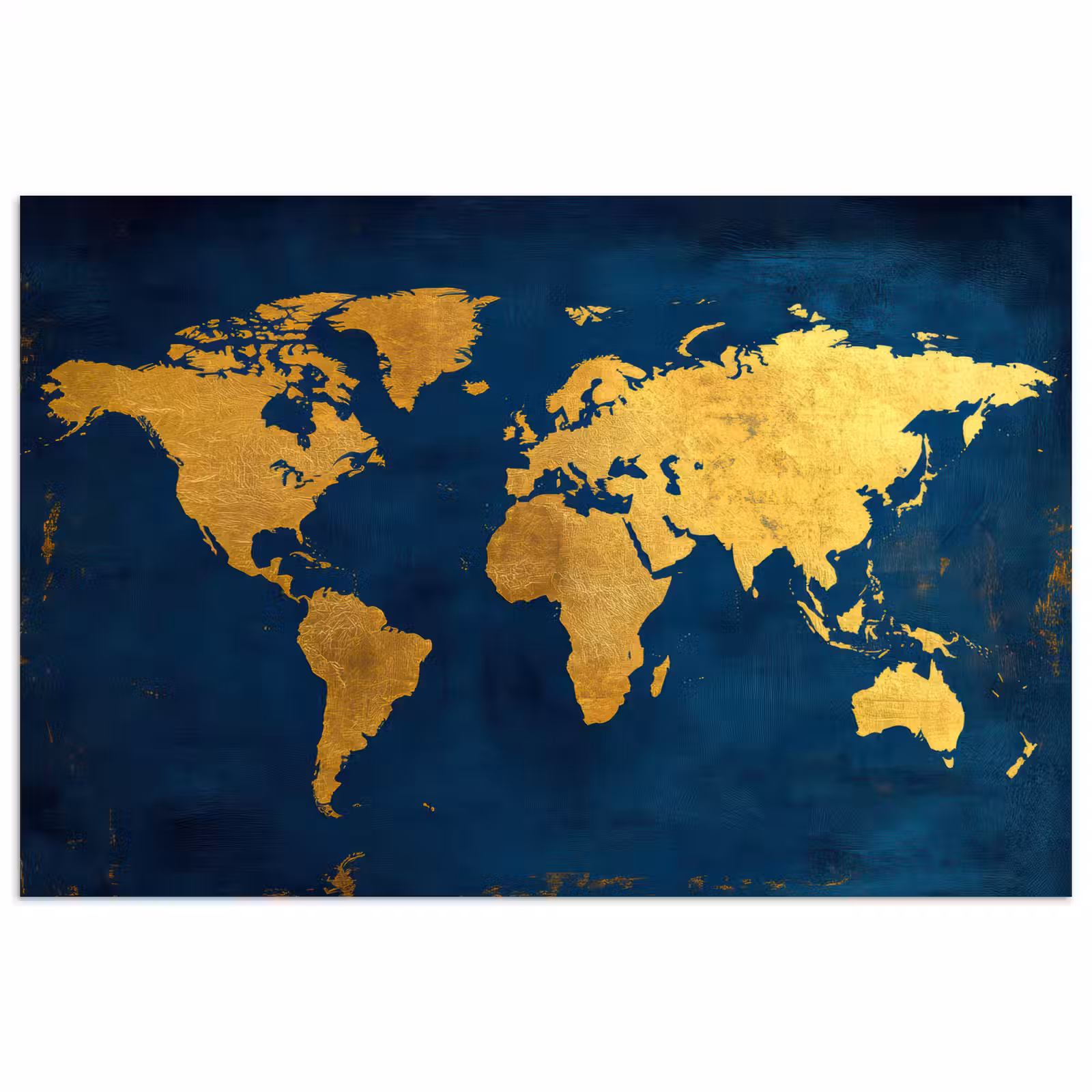 Poster - Wereldkaart - Goud - Donkerblauw — 1