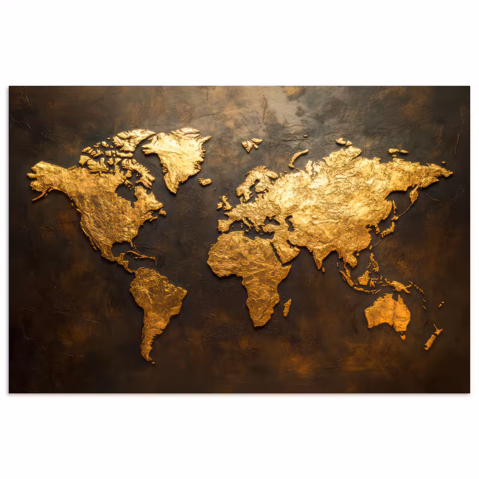 Poster - Wereldkaart - Goud - Roest — 1