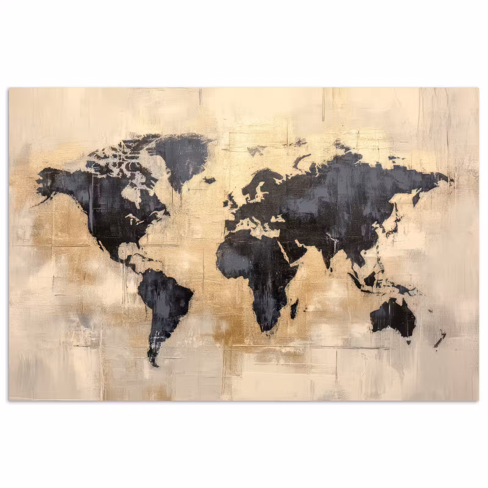 Poster - Wereldkaart - Goud - Zwart - Abstract — 1