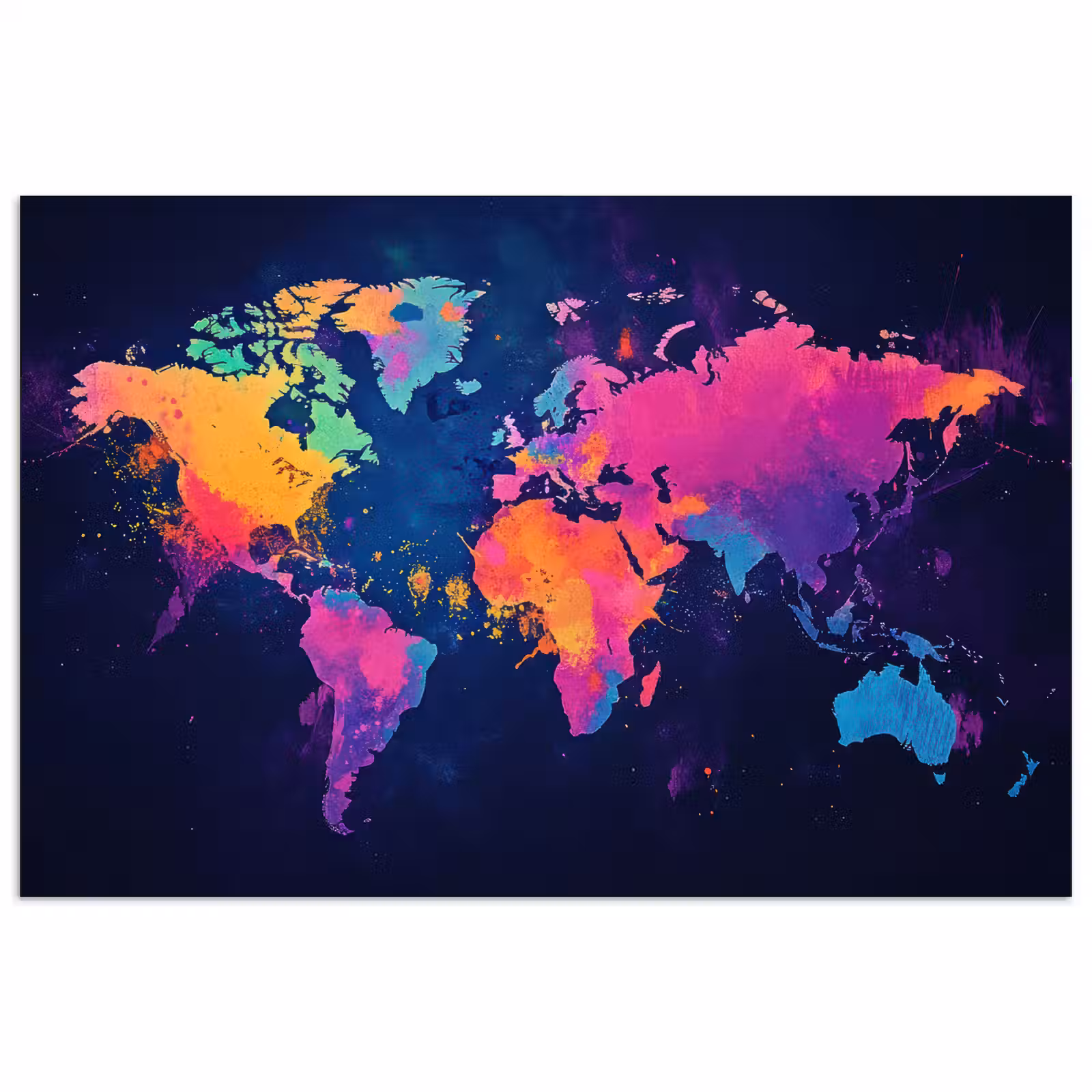 Poster - Wereldkaart - Kleurrijk - Graffiti — 1