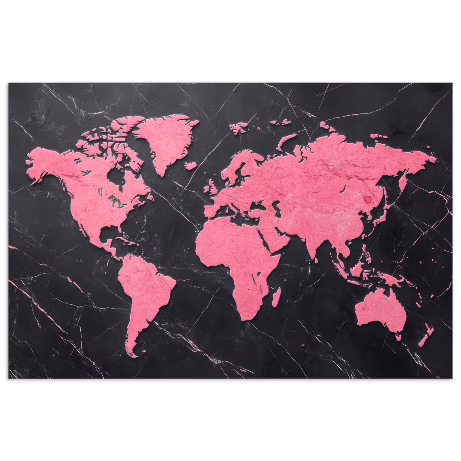 Poster - Wereldkaart - Roze - Marmer — 1