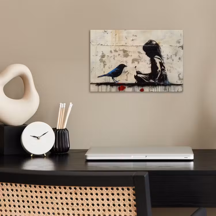 Poster - Street art - Meisje - Vogel - Graffiti - Banksy — 2