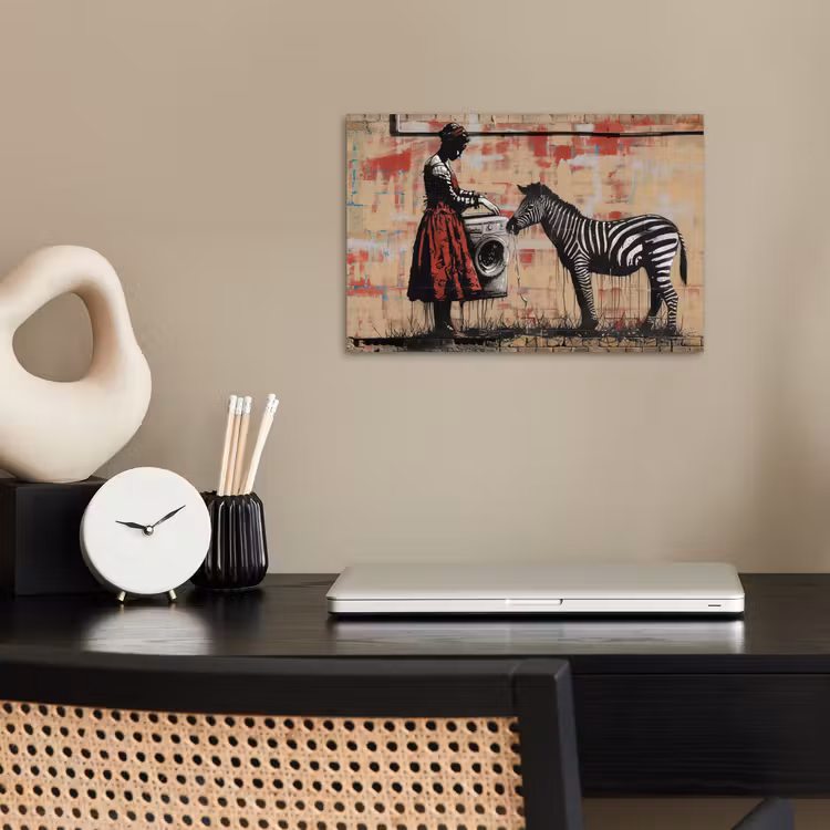 Poster - Street art - Zebra - Vrouw - Dieren - Graffiti - Banksy — 2