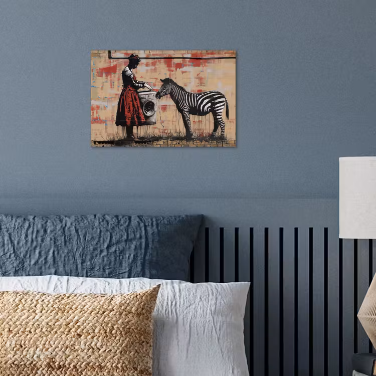 Poster - Street art - Zebra - Vrouw - Dieren - Graffiti - Banksy — 3