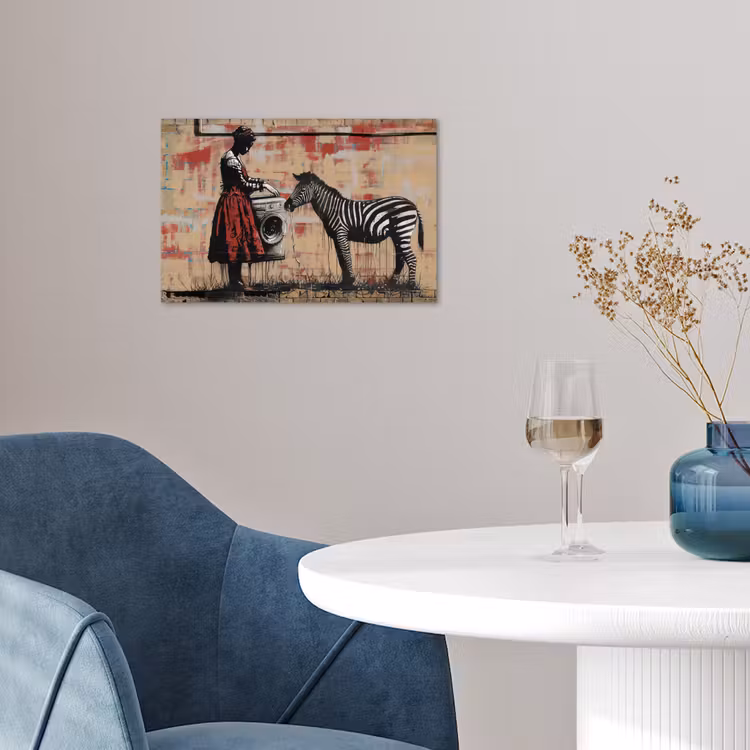Poster - Street art - Zebra - Vrouw - Dieren - Graffiti - Banksy — 4