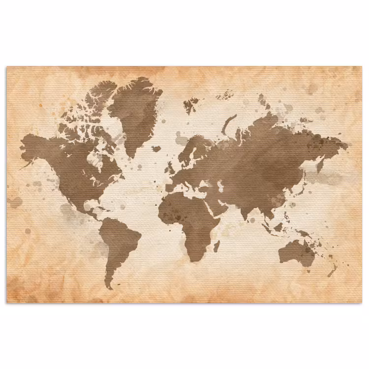 Poster - Wereldkaart - Beige - Bruin — 1