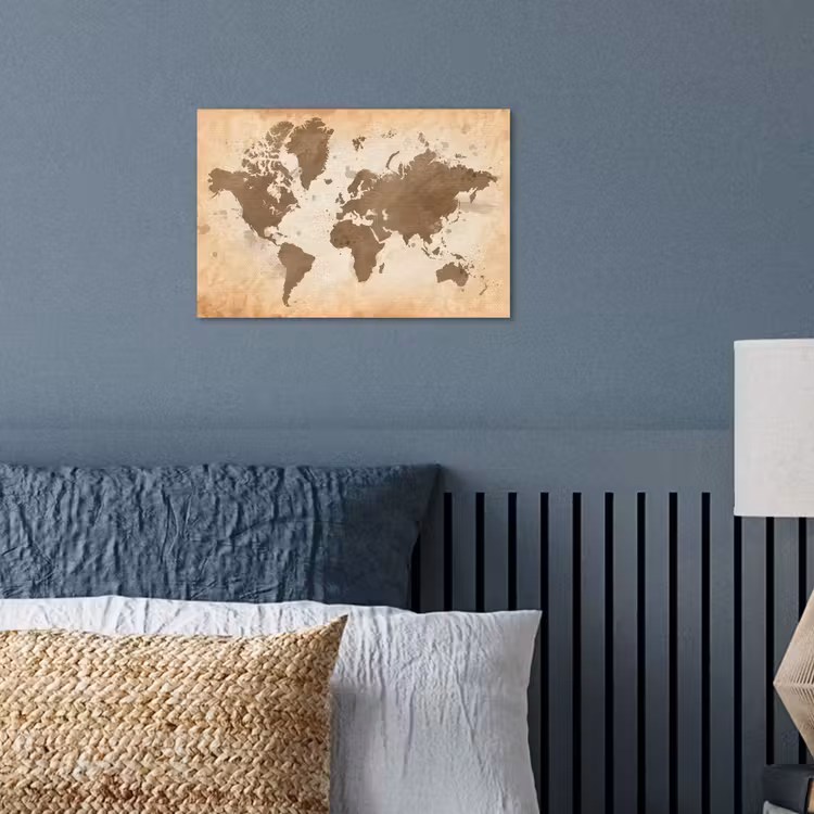 Poster - Wereldkaart - Beige - Bruin — 3