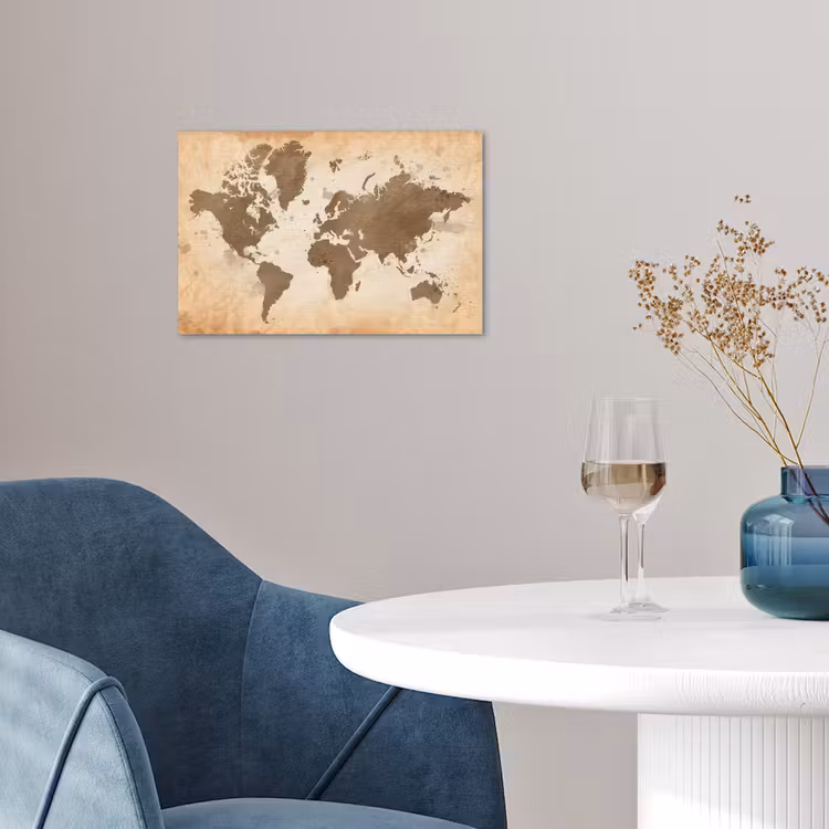 Poster - Wereldkaart - Beige - Bruin — 4