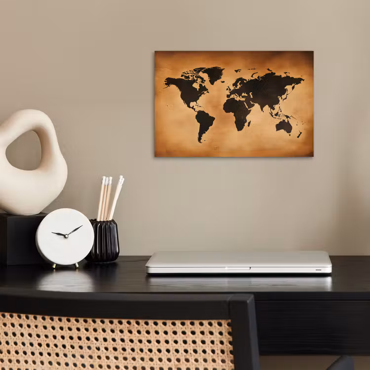 Poster - Wereldkaart - Bruin - Kaart — 2