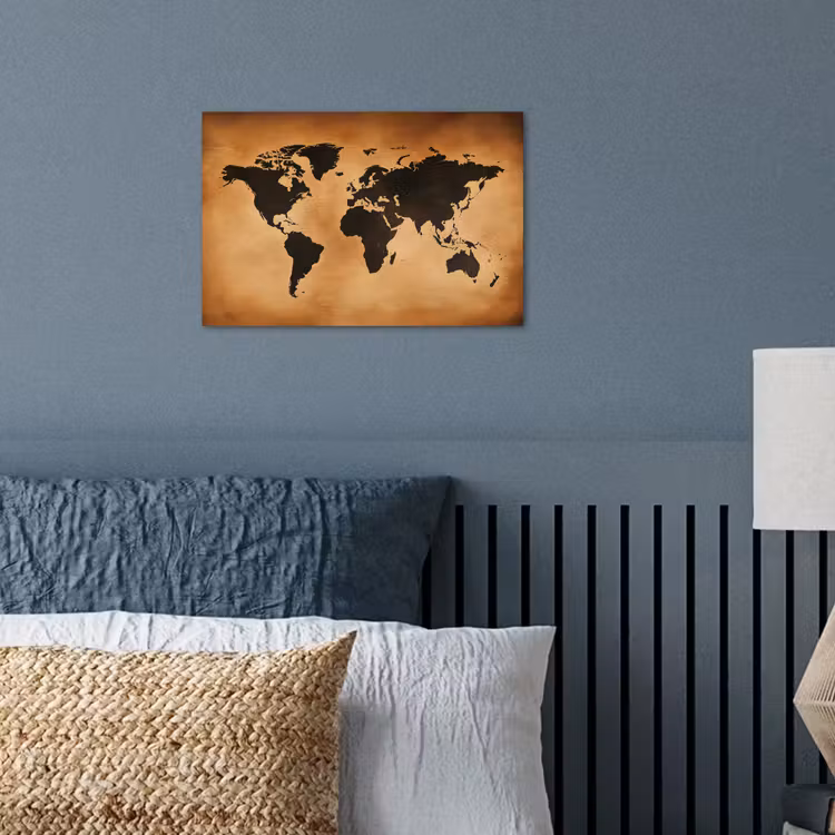 Poster - Wereldkaart - Bruin - Kaart — 3
