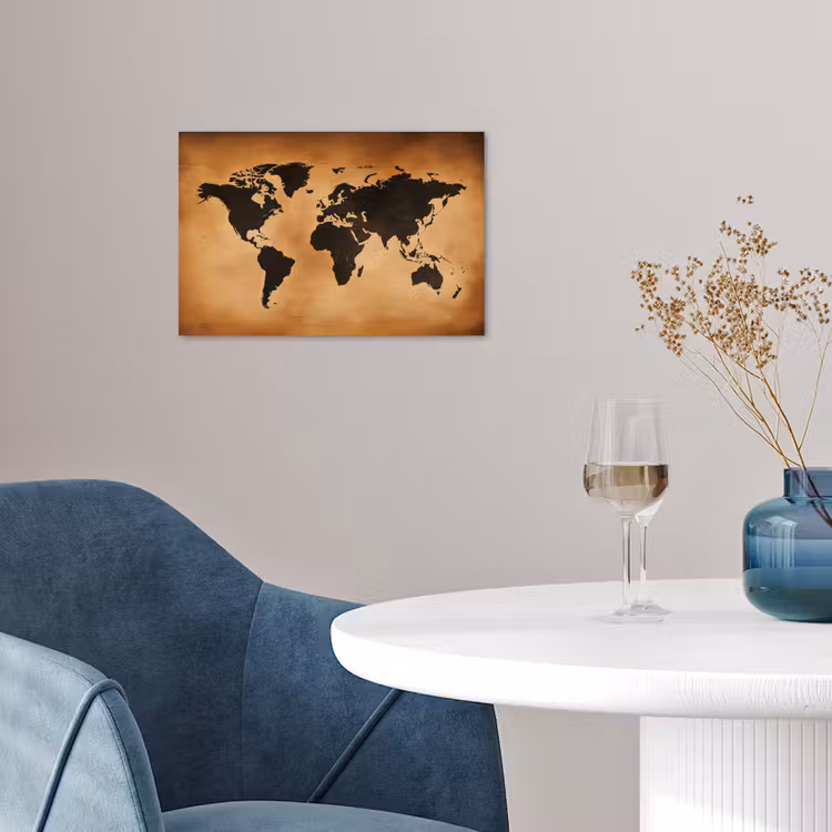 Poster - Wereldkaart - Bruin - Kaart — 4