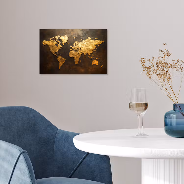 Poster - Wereldkaart - Goud - Roest — 4
