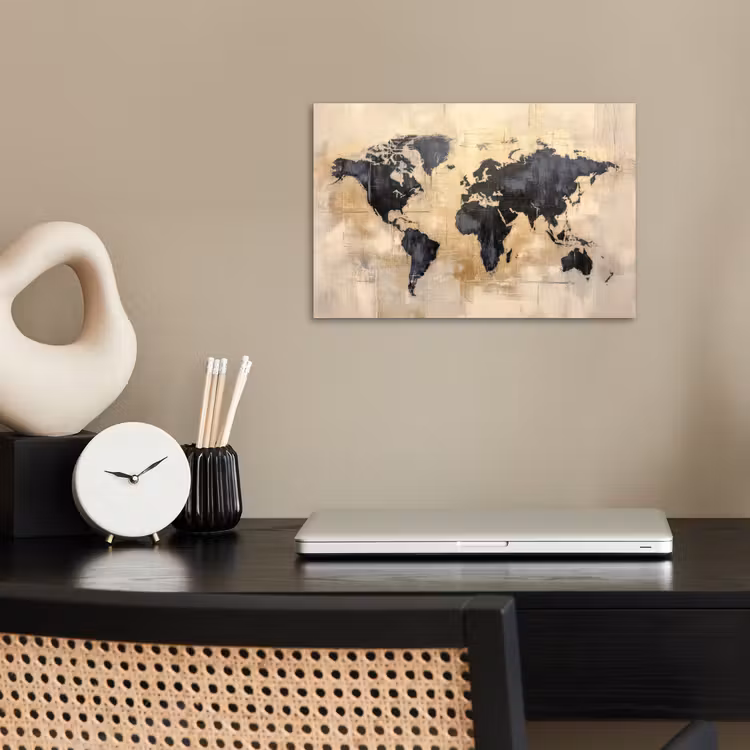 Poster - Wereldkaart - Goud - Zwart - Abstract — 2