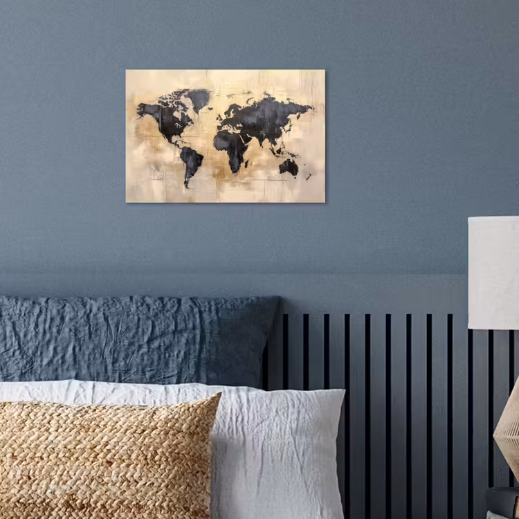 Poster - Wereldkaart - Goud - Zwart - Abstract — 3