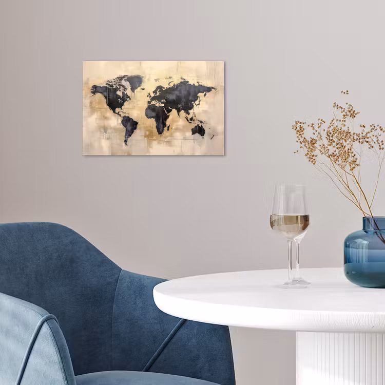Poster - Wereldkaart - Goud - Zwart - Abstract — 4