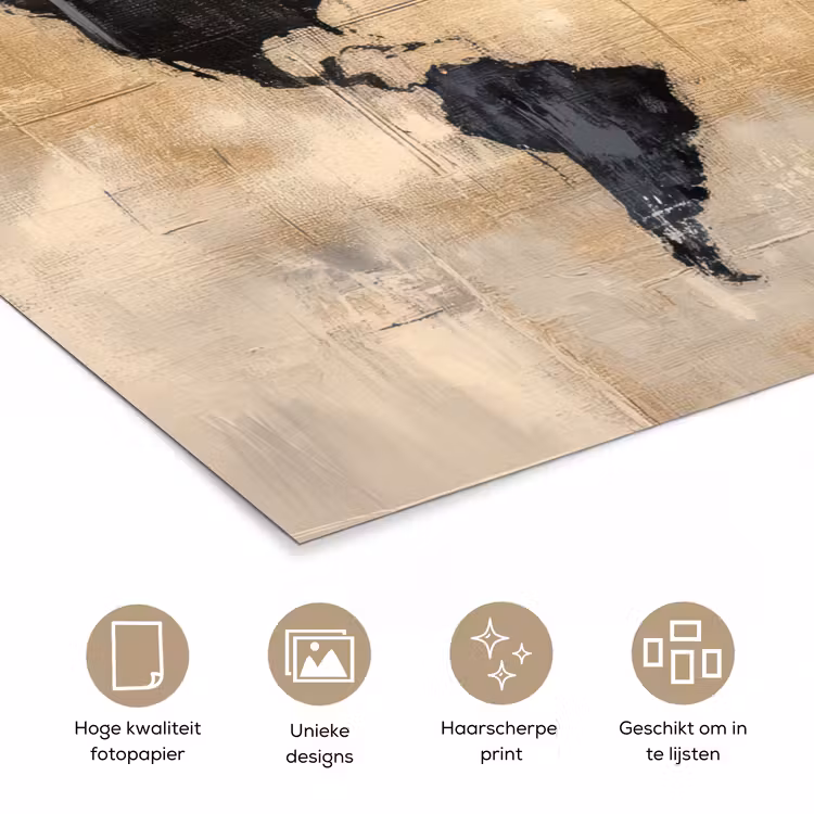 Poster - Wereldkaart - Goud - Zwart - Abstract — 5