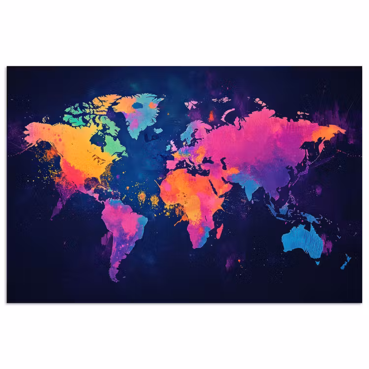 Poster - Wereldkaart - Kleurrijk - Graffiti — 1