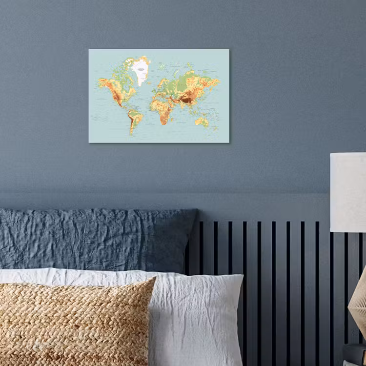 Poster - Wereldkaart - Realistisch - Blauw — 3