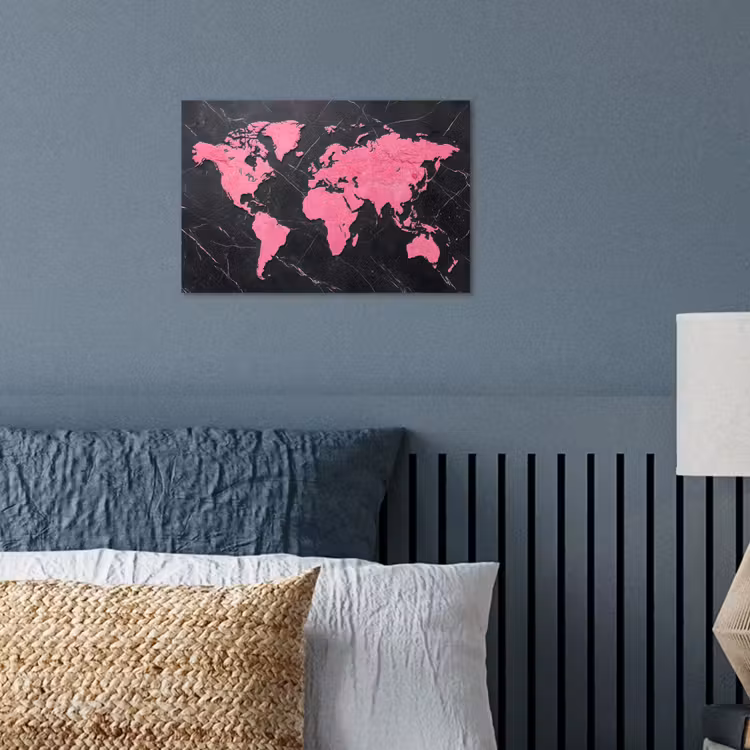 Poster - Wereldkaart - Roze - Marmer — 3