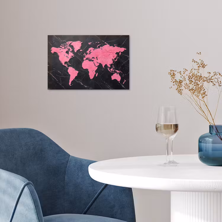 Poster - Wereldkaart - Roze - Marmer — 4
