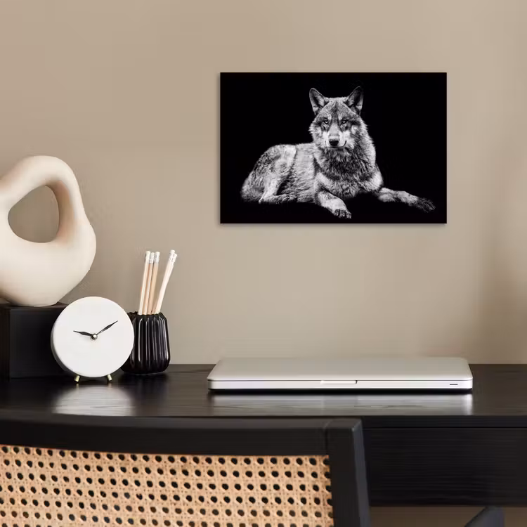 Poster - Wilde dieren - Wolf - Zwart - Wit — 2
