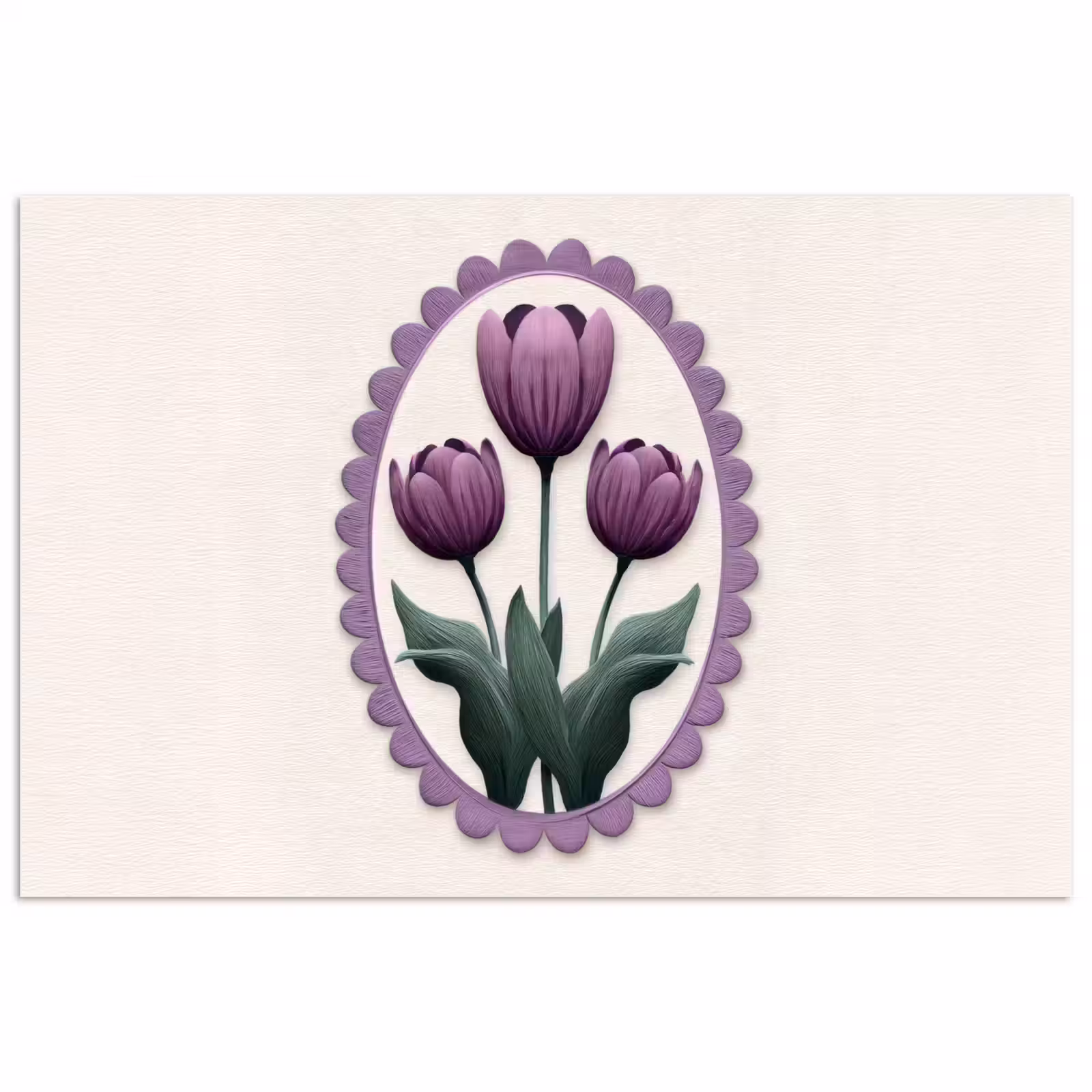 Poster - Tulpen - Paars - Lijst - Bladeren — 1