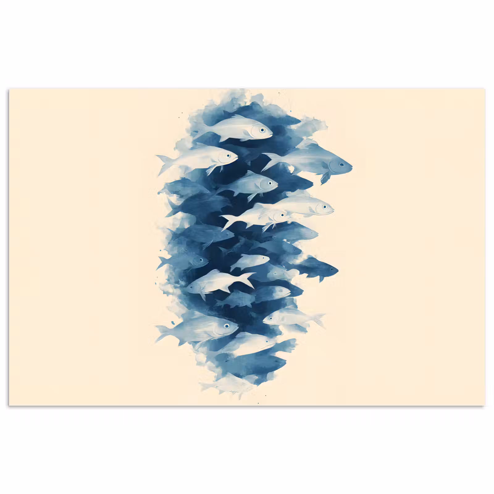 Poster - Vissen - Minimalistisch - Blauw — 1